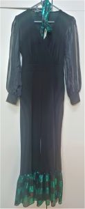 Adult Female Costumes to Hire - Black Jumpsuit with green sequin detail - SIZE 34